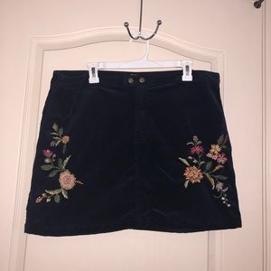 navy blue corduroy mini skirt